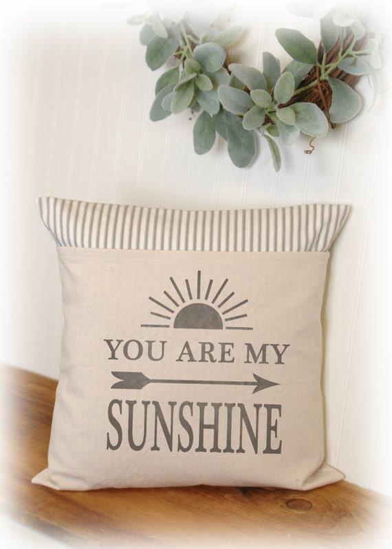 You Are My Sunshine Pillow Cover Summer by PeekPillowOriginals