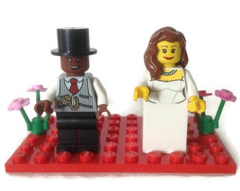 Lego Wedding Cake Topper Gift Favor Made to Order Choose Ring/Flowers/Glasses *Customised*