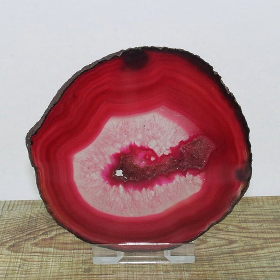 Red Banded Quartz Druzy Agate Slice Polished Gemstone Geode Red Banded Quartz Druzy Agate Slice Polished Gemstone Geode Slab 90mmx83mmx5mm 84g 2 Size Wind Chimes Coasters Mobiles 1gsasm311 From