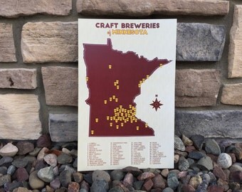 Wisconsin Craft Breweries Map Green 11x17 by GitchiAdventureGoods