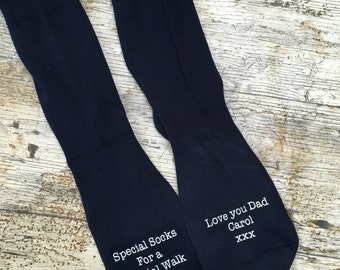 Wedding socks for father of the groom- special walk socks - gifts for dad- socks for dad- brides dads socks- brides fathers socks