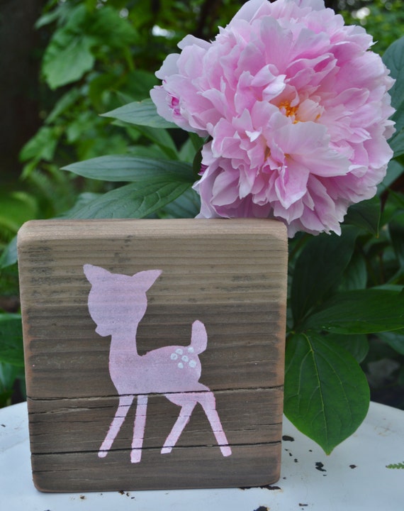 Deer Nursery Decor Baby Fawn Rustic Sign Reclaimed Wood