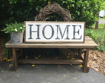 Home wooden sign, large sign, farmhouse decor, hand painted and distressed, fixer upper, wall decor, woodfairysigns, rustic, home and living