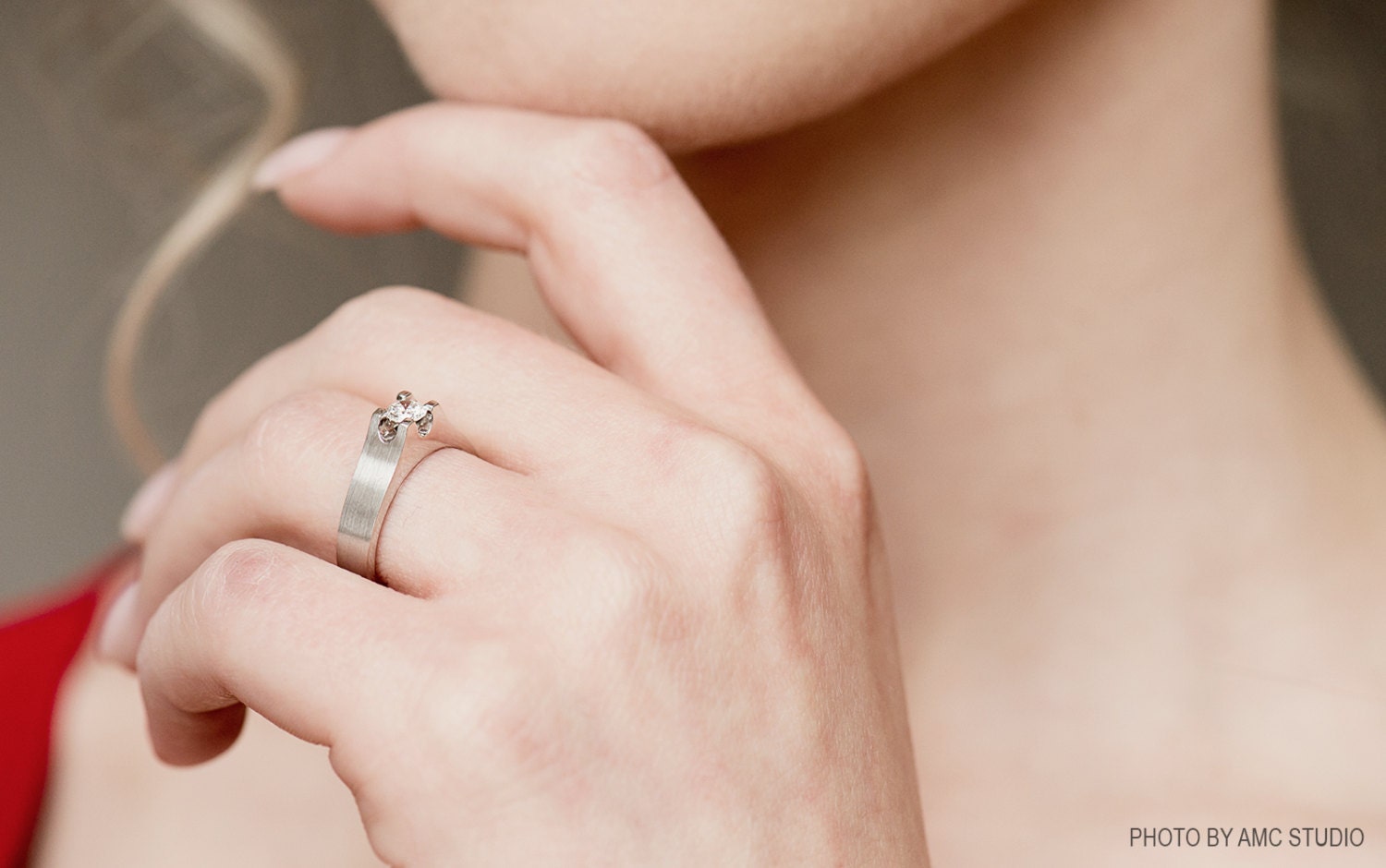 Modern Engagement Ring, Custom Engagement Ring, Contemporary Ring, White Gold Diamond Ring, Brushed Finish, Single Diamond Ring,