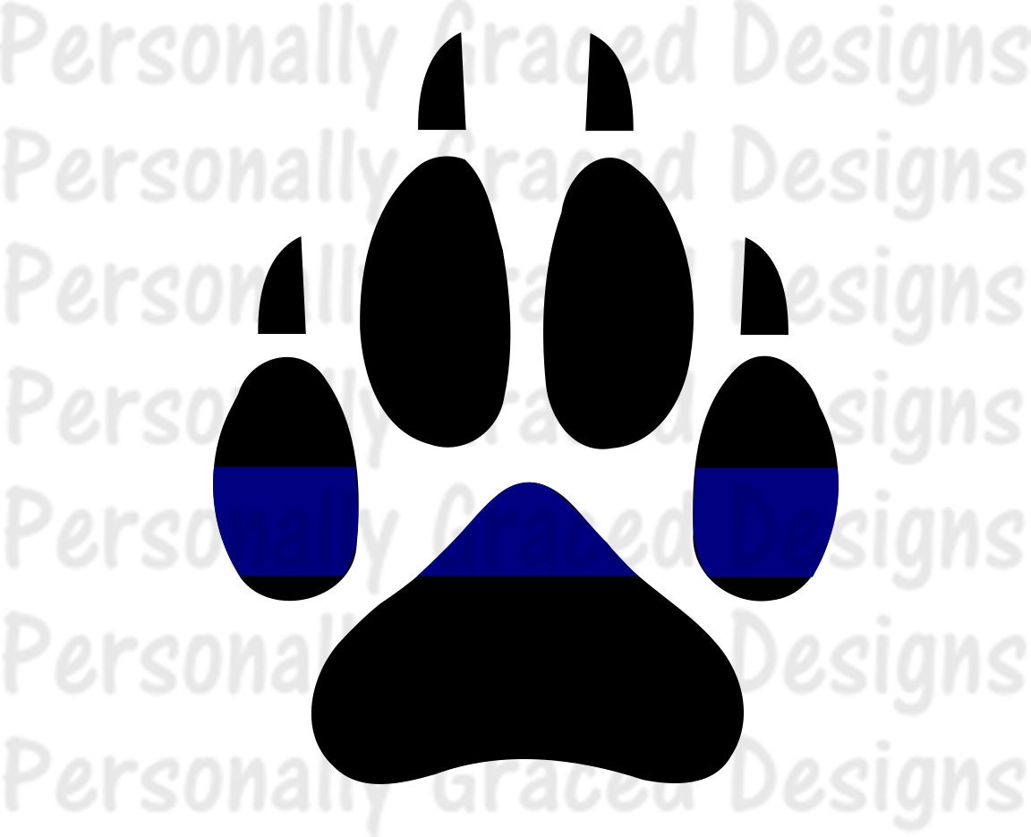 SVG DXF EPS Cut file K9 Police Thin Blue Line Paw svg K9