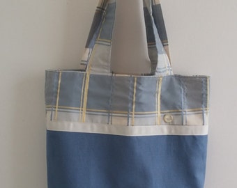 Tote Bag * Plaid Tote Bag * Reversible Tote Bag * Purses and Bags * Market Bag * Unique Tote Bag * Birthday Gift * Blue Tote Bag * Tote Bag
