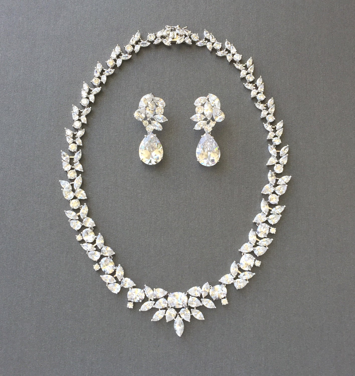 Cubic Zirconia Jewelry Set Wedding Necklace Set Bridal Jewelry