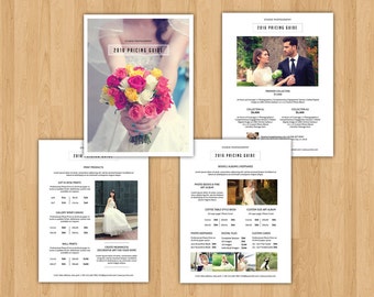 SALE ! Wedding Photography Pricing Template | 4 Pages Pricing Template Set | Photoshop CS, Elements and MS Word Template | Instant Download
