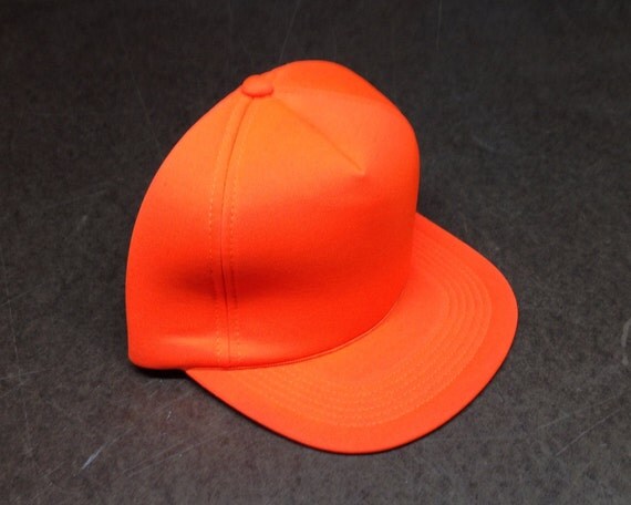 Vintage Safety Orange Trucker Snap Back Adjustable Hat Mesh