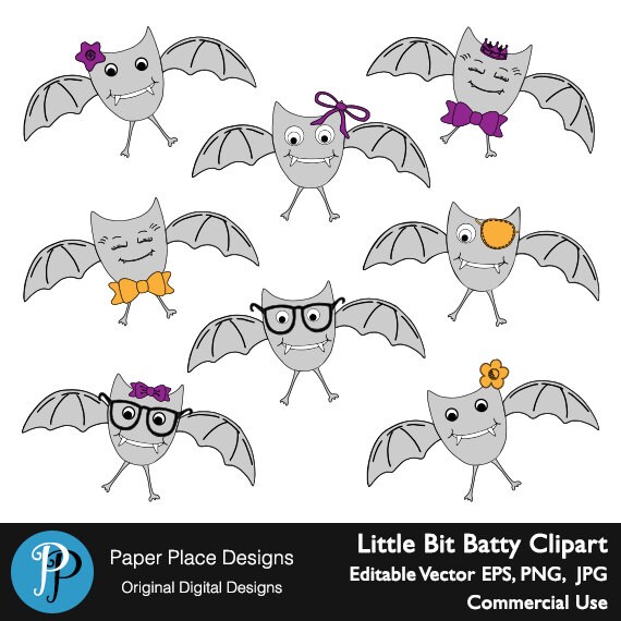 Little Bit Batty Clip Art Fun Halloween Clipart featuring 8