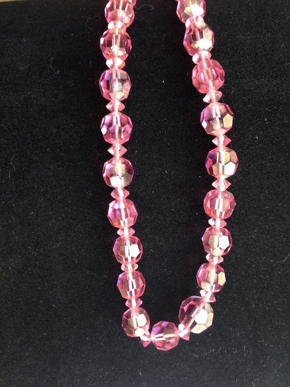 ON SALE Pink Crystal Necklace Pink Necklace Vintage Pink