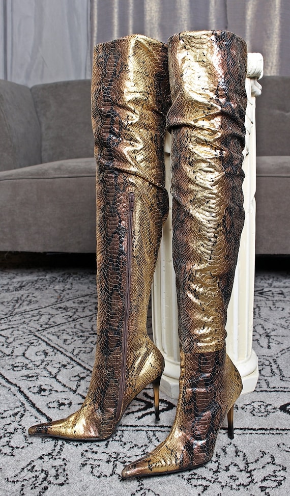 over the knee boots snake skin