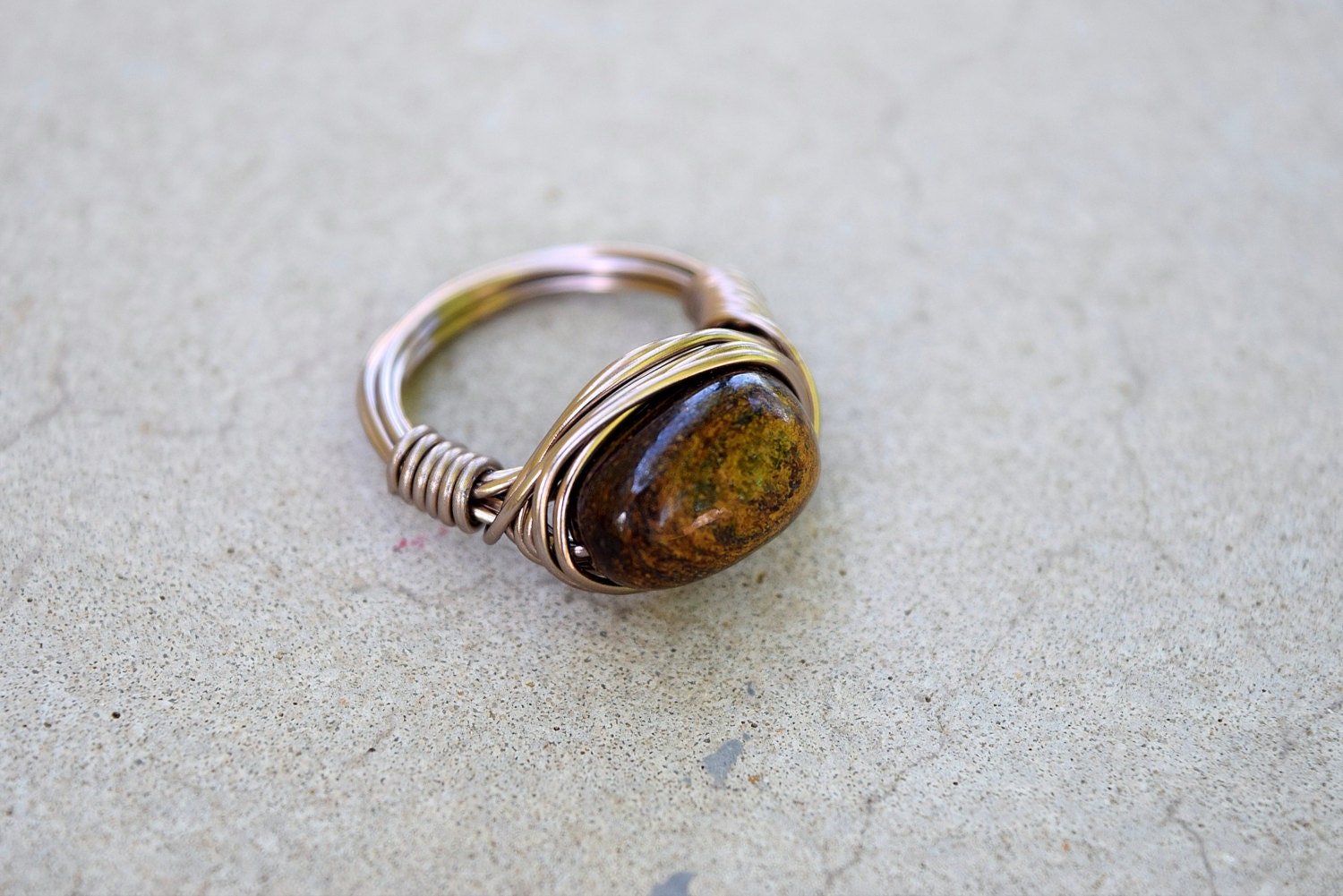 Wire Gemstone Ring, Brown Gemstone Men's Ring