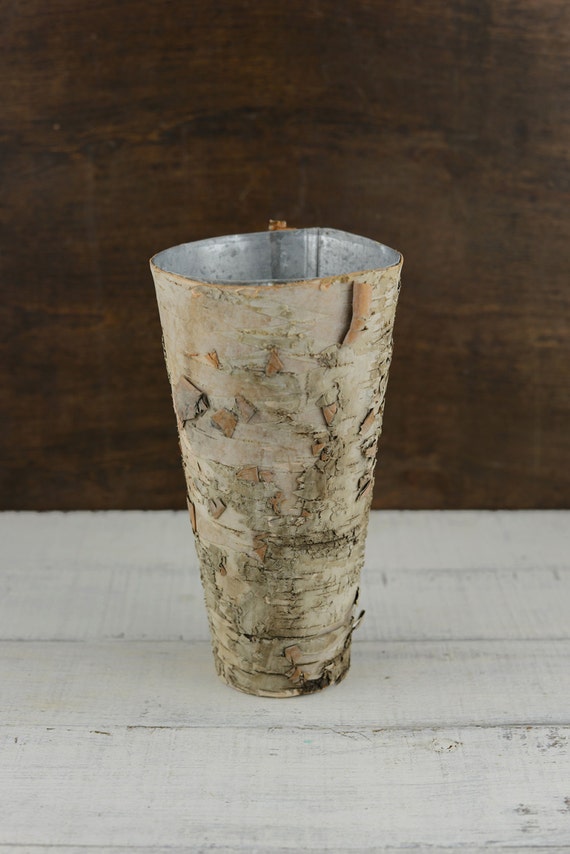 Birch Vases 9 Tall Zinc Liner Floral by FashionSilkFlowers on Etsy