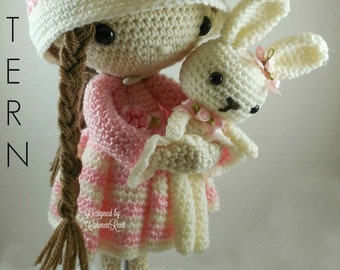 April and her Rabbit- Amigurumi Doll Crochet Pattern PDF