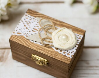 Rustic RIng Box I Thee Wed RIng Pillow Holder Wedding Ring Box With this Ring I thee Wed