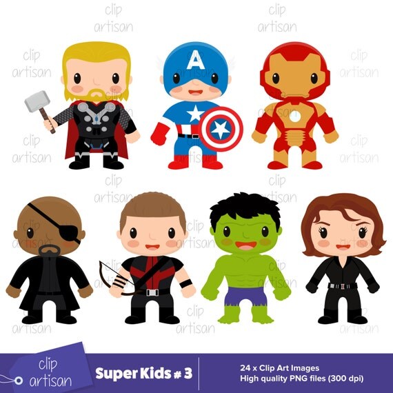 Super Kids Clipart / Avengers Clipart / Super Kids by ClipArtisan
