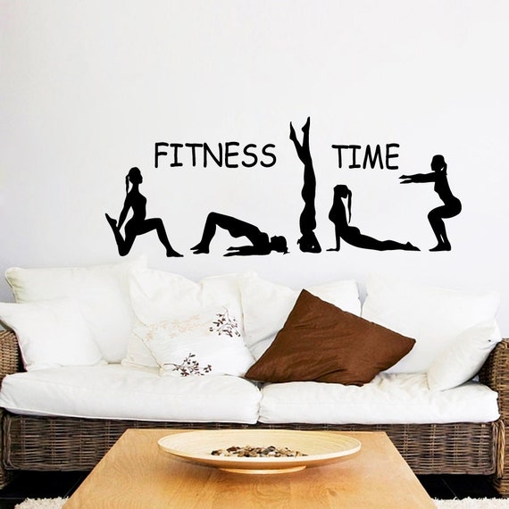 Fitness Wall Decal Fitness Time Athlete Girls by AmazingDecalsArt