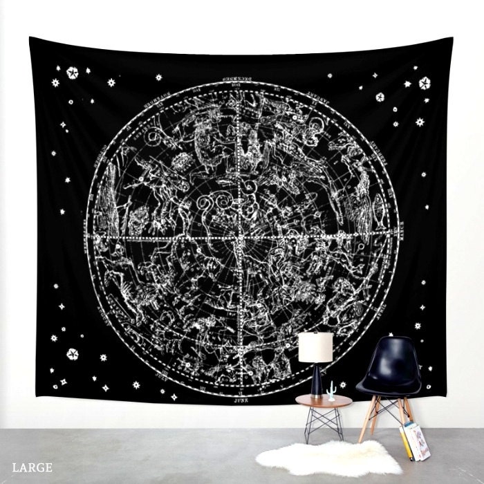 Zodiac Signs. Black and White Wall Tapestry. Wall Hanging