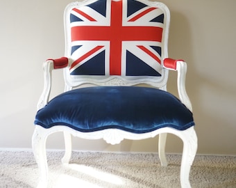 Upholstered Union Jack/British Vintage Armchair - SOLD