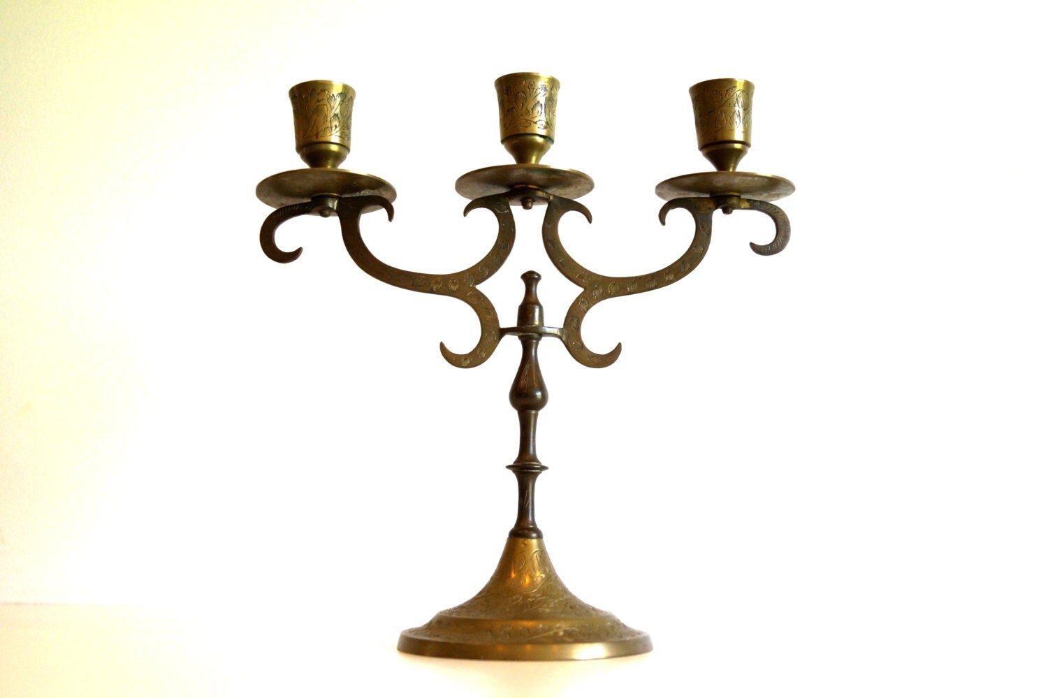 Vintage Brass Candelabra 3 Arms Candle Stick Holder Brass