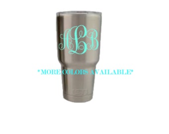 Yeti Decal | Yeti Tumbler Decal | Yeti Monogram | Monogram sticker for yeti | Yeti Cup Decal | Monogram car decal | Yeti Script Monogram