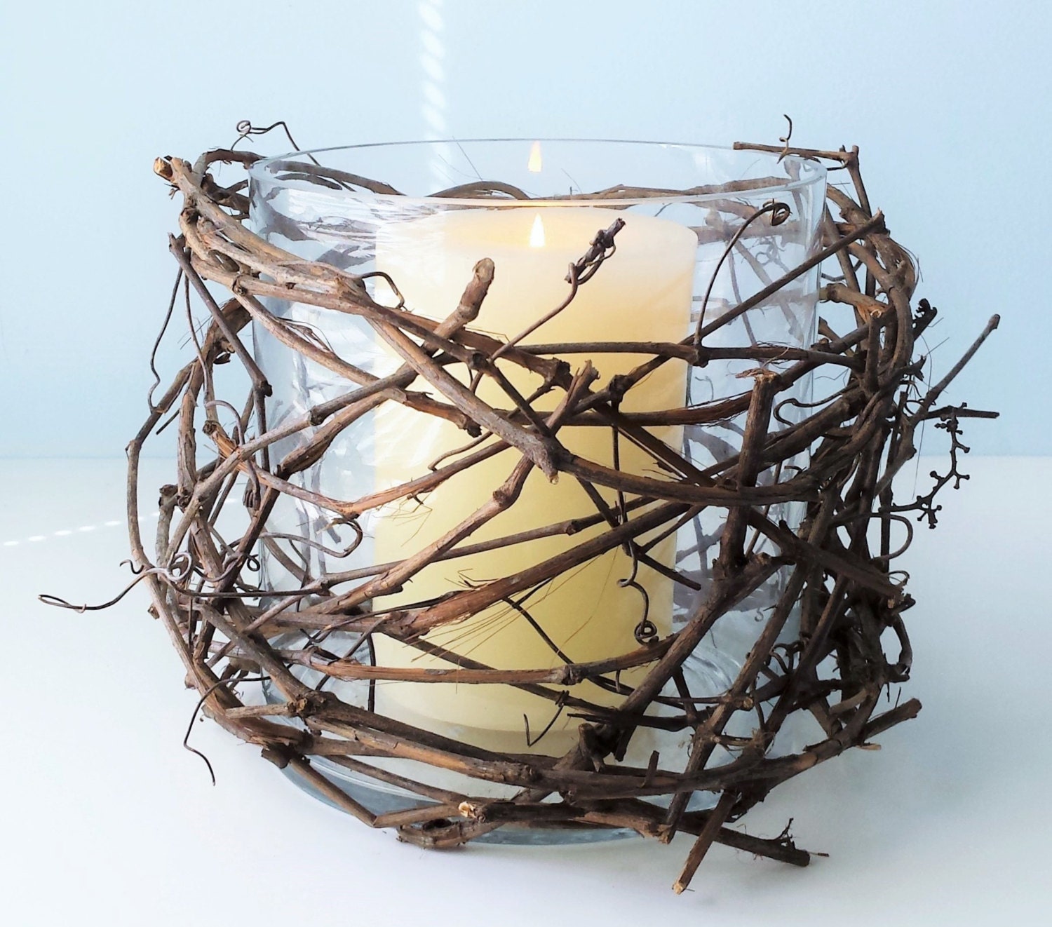 Large Votive Sleeve Decorative Candle Glass Cover Grapevine