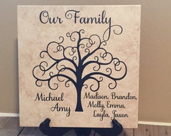 Monogrammed Tile, Personalized Tile, Name Tile, Family Gift, Personalized Gift, Gifts for Her, Family Tree, Housewarmig Gift