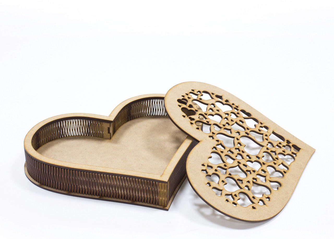 Large unfinished wooden box 8x10 inch Heart shaped storage