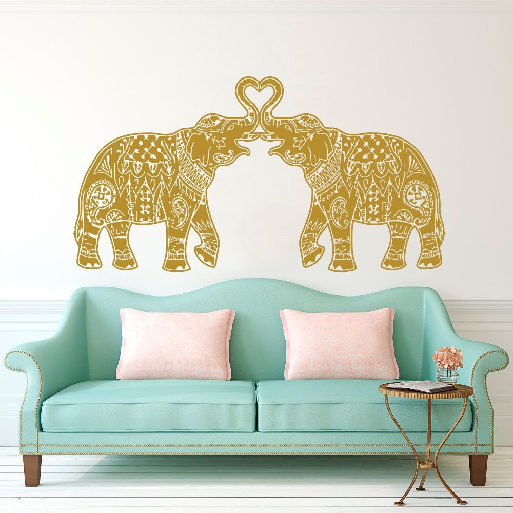 Elephant Wall Decal Vinyl Stickers Floral Patterns Yoga Decals