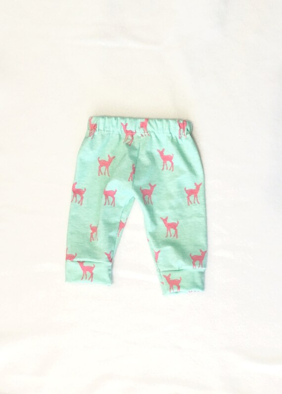 Baby Leggings Deer Print Mint Baby Leggings by BabalusByLucy