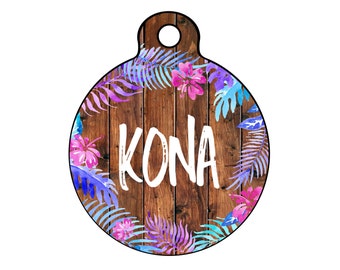 Tropical Pet Id Tag, Hawaiian Dog Tag for Dogs, Tropical Dog Tag, Cat Id Tag, Trendy Cat Tag for Cats, Chic Dog Tag, Trendy Dog Tag, Summer