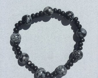 snowflake obsidian bracelet snowflake obsidian bracelet