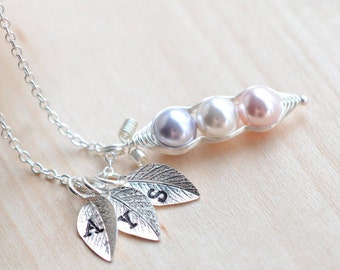 Peas in a Pod Necklace, Friend Birthday Gift, BFF Best Friends Necklace, Memorial Jewelry Child Loss, Mothers Day Jewelry, Sisters Necklace