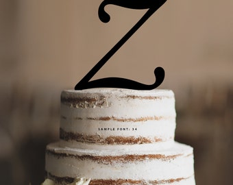 Personalized Monogram Initial Wedding Cake Toppers -Letter Z, Custom Monogram Cake Toppers, Traditional Initial Toppers-(T285)