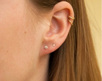 Tiny cz studs - cz - cubic zirconia - 9ct gold stud earrings - tiny gold studs - tiny cz - tiny gold earrings - SF1208-1201
