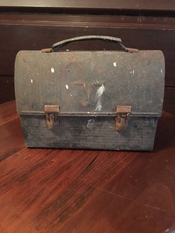 Antique metal lunch box vintage decor tin metal lunch box