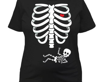 Pregnant Halloween Costumes Pregnancy Announcement Shirt Maternity T Shirt Skeleton TShirt Pregnancy Gifts For Her Ladies Tee FAT-480