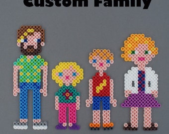 Custom Made Perler Bead Family Magnet set to look like your family members - provide pictures and I'll bead your family