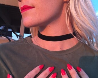 Black Velvet Choker, Black Choker with turquoise extender