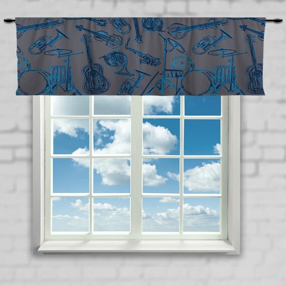 Musical Instruments Window Curtain or Valance Custom Made