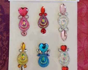Bindi 9pcs - Face painting bling stick on jewel cluster Bindi body bling festival party costume