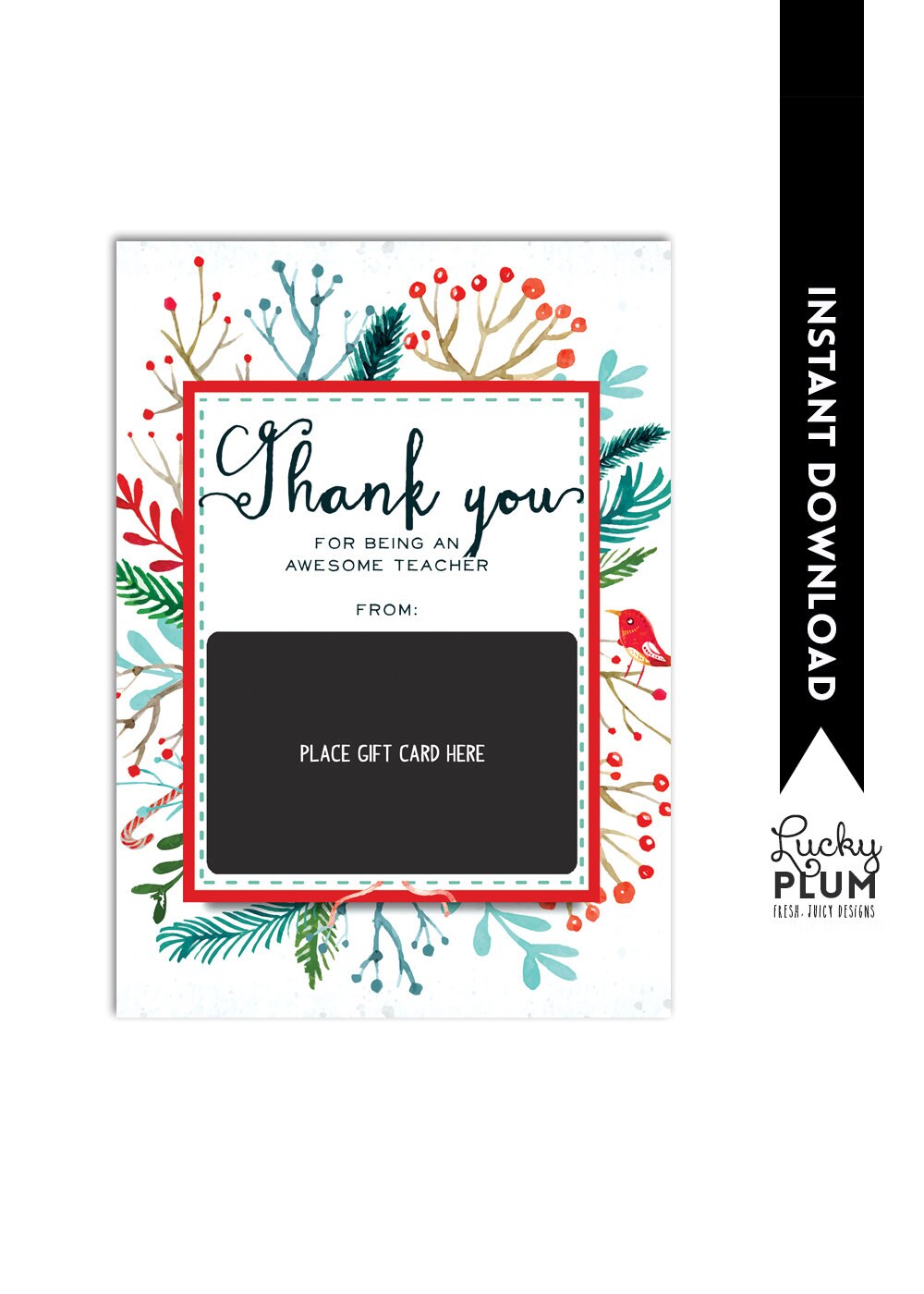 Target Gift Card Holder / Teacher Thank You Card / Christmas