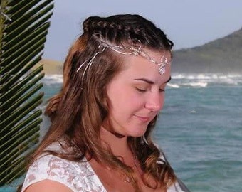 Gypsy Renaissance Circlet, Gypsy Wedding Circlet, Gemstone Gypsy Braid Circlet, Handmade Bridal Circlet, Sterling Silver, Handfasting, OOAK