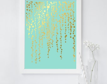 Succulent Plant Art Print - String of Pearls Plant - Gold Foil Print - String of Pearls Succulent - Succulent Arrangement - Botanical Decor