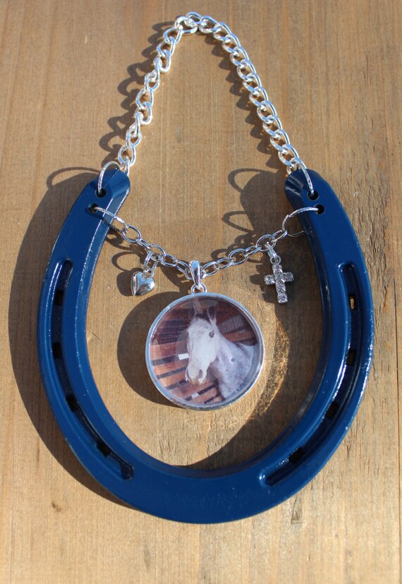 Items similar to Custom Painted Horseshoe With Custom Resin Photo Charm