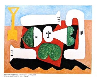 Bather with Sand Shovel - Pablo Picasso Art - Circa 1960 - 1980 Vintage Book Page - Fine Art Print - Wall Decor -For Framing - 9 x 11