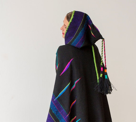 Plus Size Clothing Black Handwoven Poncho (Sold - Accepting custom orders)