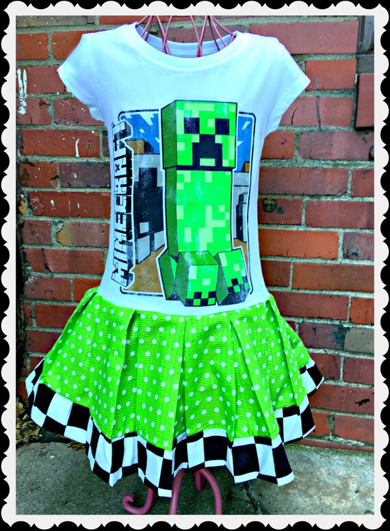 girls Minecraft dress girls creeper girls by BlossomBlueBoutique