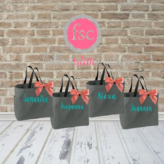 4 personalized bridesmaid bags by FallenStarCoutureInc on Etsy